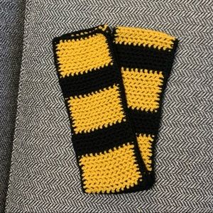 Black & Gold hand crochet color block scarf